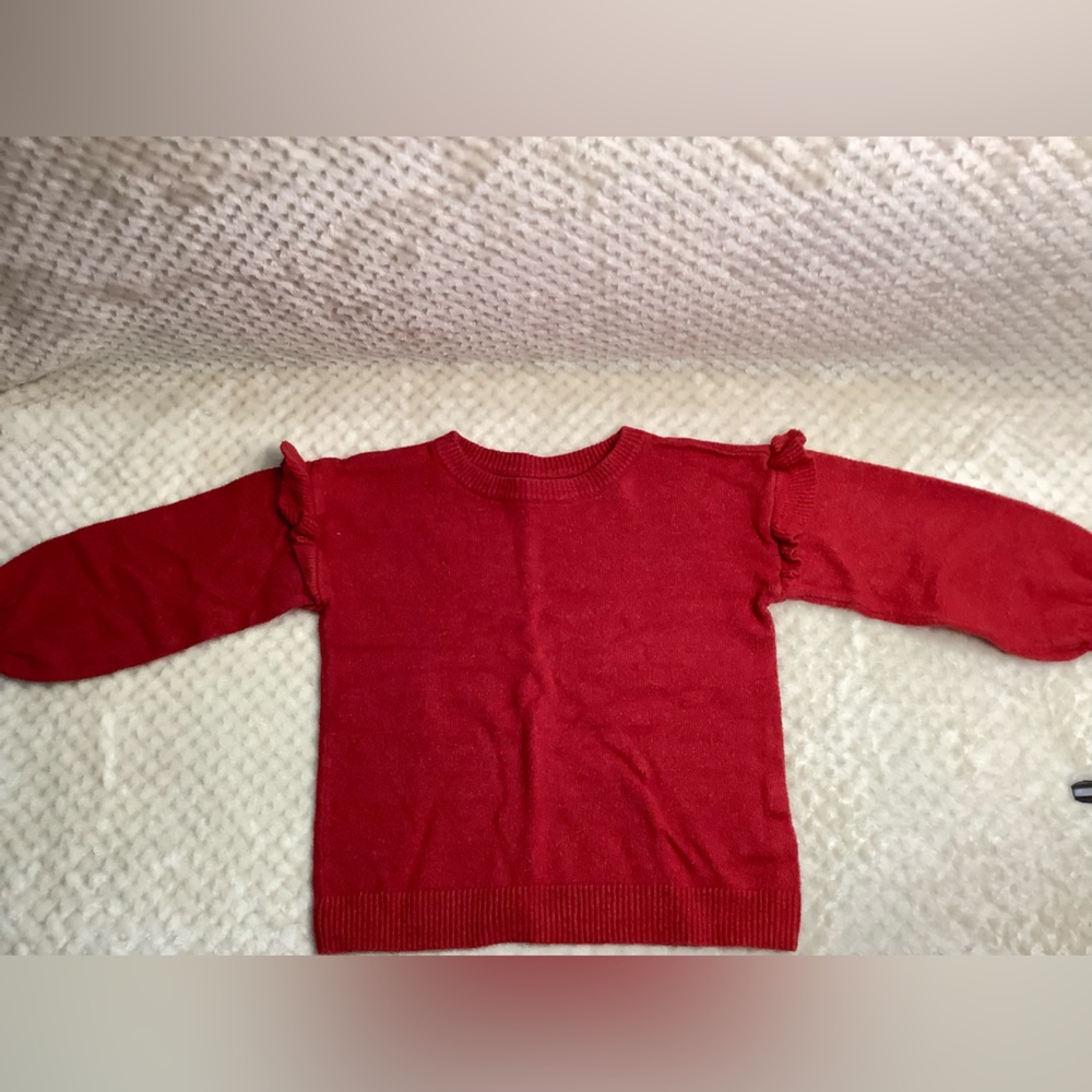 Baby Gap Girls Red Sweater Size 5 Years Shoulder Ruffle Detail 5Y